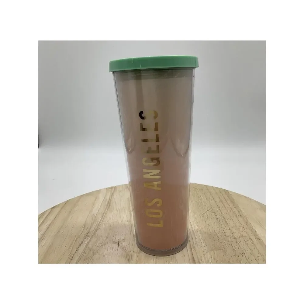 Starbucks Los Angeles City Tumbler 24oz Pink Plastic Travel‎ Mug Cup Lid Logo